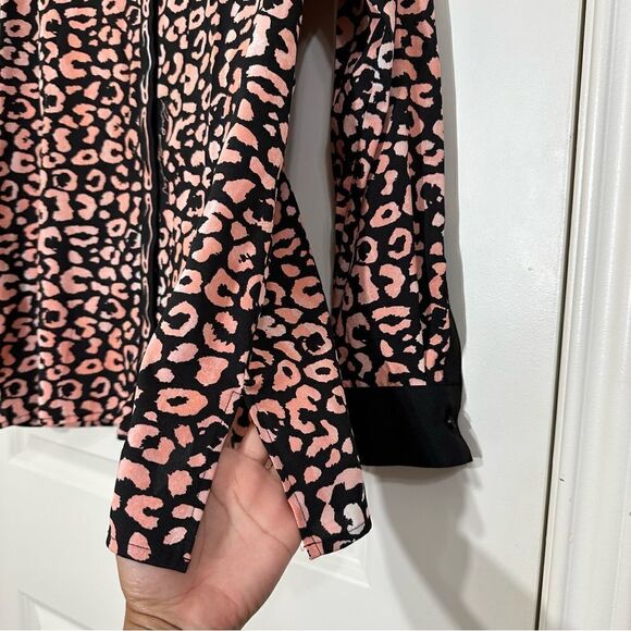 KARL LAGERFELD PARIS PINK BLACK ANIMAL PRINT‎ LONG SLEEVE BUTTON UP SHIRT LARGE - Picture 8 of 12